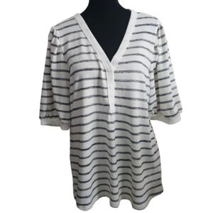 Beacon Apparel Striped V-Neck Top